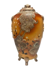 Meiji Period Japanese SATSUMA Lidded Urn