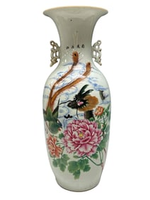 Large Jingdezhen Phoenix and Dragon Floor Vase