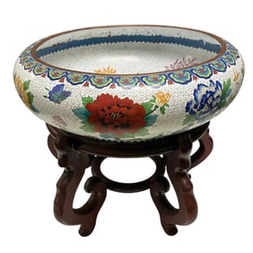 Large Chinese Cloisonne Planter on Stand