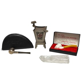 Tobacco Pipes and Cast Iron Drop Top Ashtray