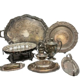 Collection of Antique Silver Plate Service Pcs