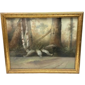 19th C. American GAME Pastel Chalk Painting