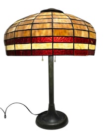 Art Deco Leaded and Stained Glass Lamp