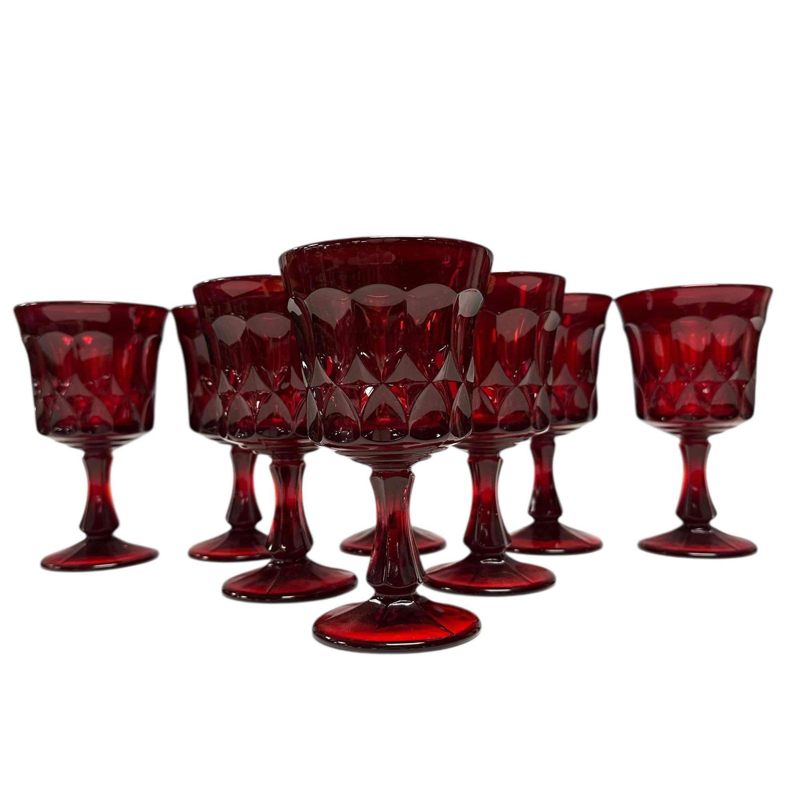 Ruby Red IMPERIAL Glass Wine Goblet (8): Set 8 Ruby Red IMPERIAL Glass Wine Goblets. Measuring 6.5" tall. In good condition with no chips or breaks, see photos.