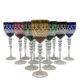 Bohemian Cut to Clear Crystal Stemware Wine Glasses (12)
