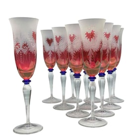 Frosted Top to Ruby Champagne Flutes (11)