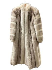 Full Length Silver Fox Fur Coat - Saga Furs Original