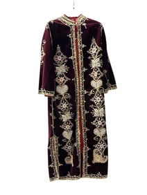 Mid 20th.C Moroccan Velvet Kaftan Robe / Dress