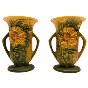 Pair of Roseville Peony 59-6" Pottery Vases
