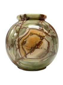 Round Bulbous Polished Onyx Vase / Bowl