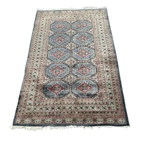 Mid 20th C Silk Fringed Carpet / Rug