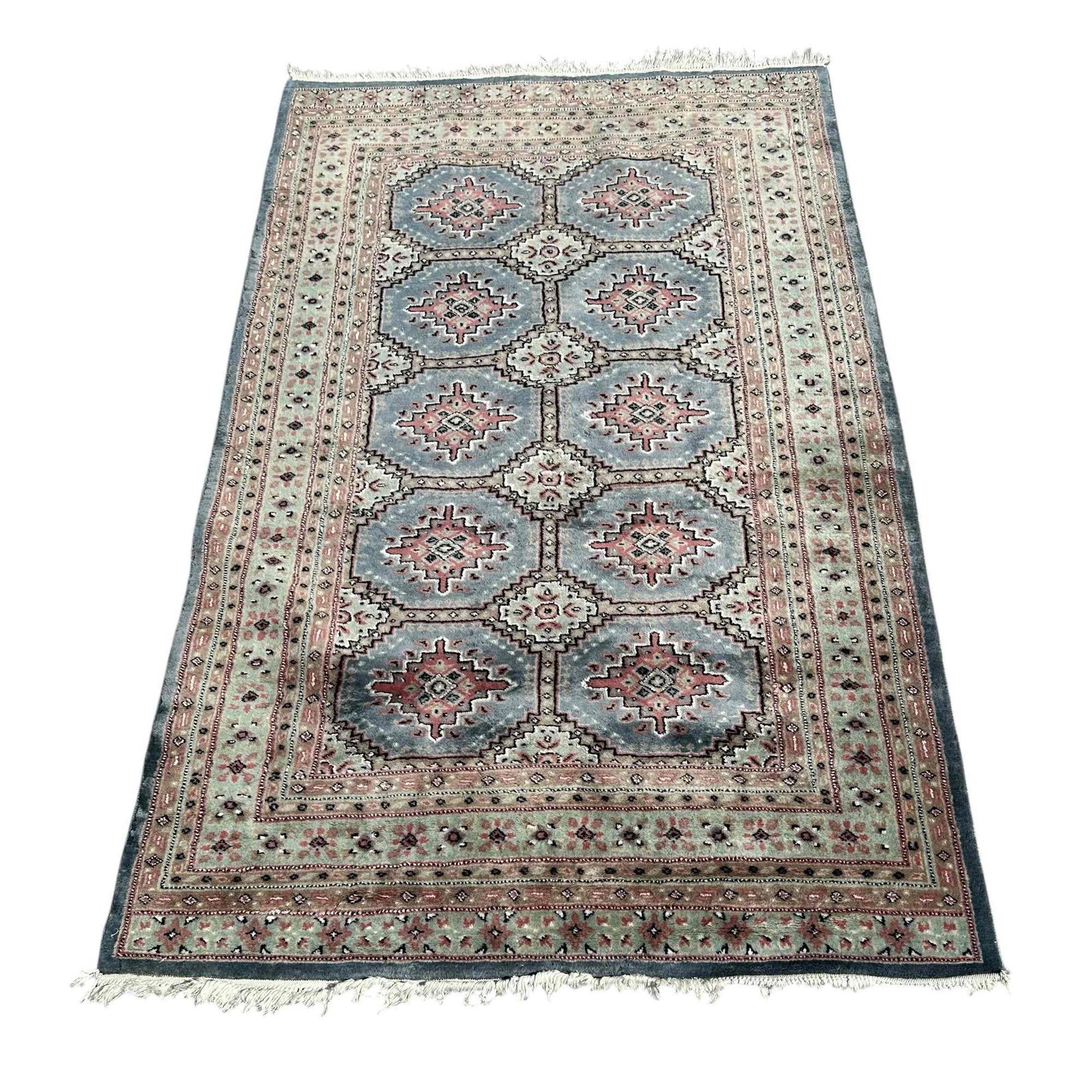 Mid 20th C Silk Fringed Carpet / Rug (1 of 13)