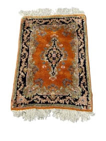 Semi Antique Small Fringed Wool Rug