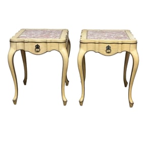 (2) WEIMAN Country French Provincial Marble top Stands