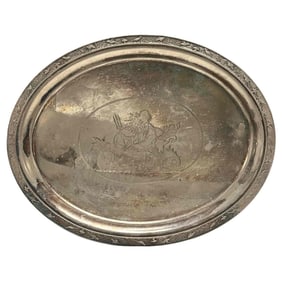 Greek Mythology God of the Sea POSEIDON Silver Platter