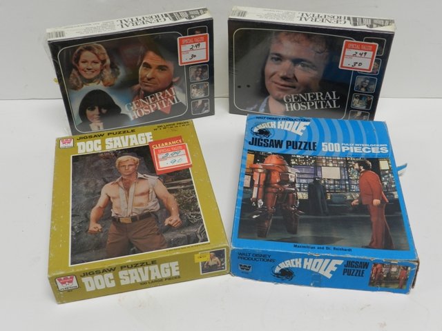 4 TV Puzzles: 2 General Hospital, Black Hole and Doc Savage. Circa's 1970's.