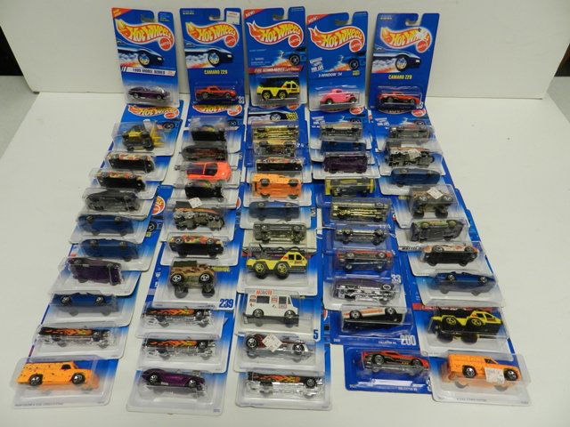 50 Hot Wheels Number Cars First Editions: All mint on cards. Circa 1990's-2000's.