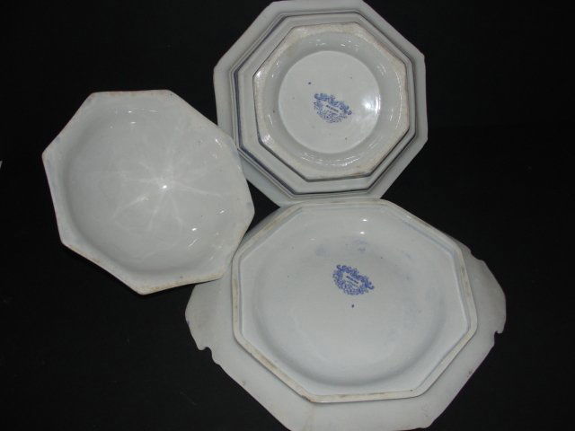 Antique Blue Transferware Tureen/Underplate - 10