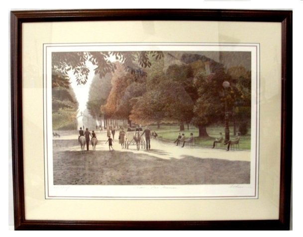 Harold Altman, American (1924-2003) Litho: Colored Artist Proof Lithograph, Signed in pencil. Done in the manner of George Seurat. Circa 1978. Frame size h. 28'' w. 35 1/2'', image size h. 17'' w. 25''. Condition excellent.