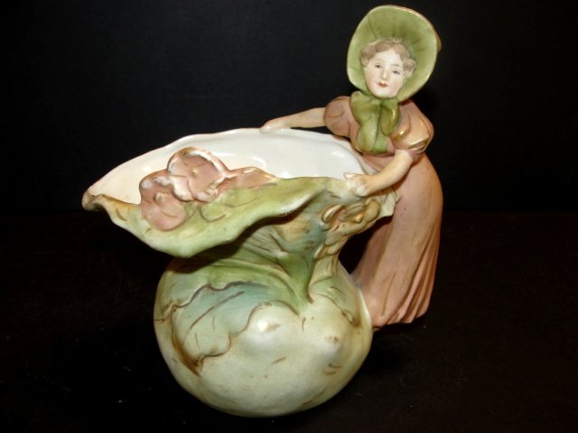 Royal Dux Vintage Figural Vase: Condition very good no chips. 7'' x 6 3/4'' x 4 1/2''