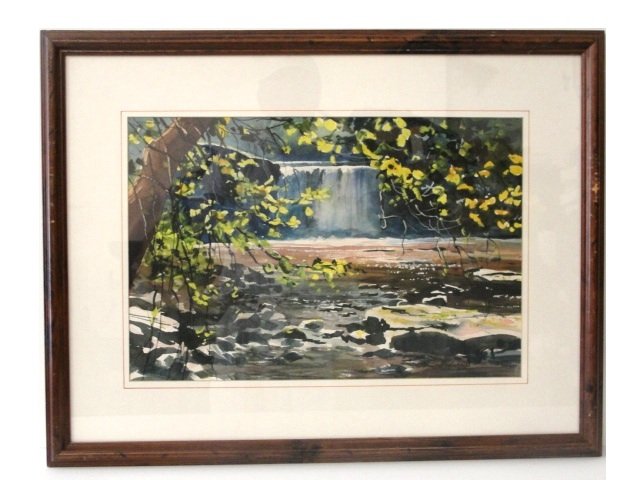 Thomas McNickle Watercolor American: 1944/1985. The Falls/Creek Park. Signed and dated 1983. Image size 12'' x 18''. Condition excellent