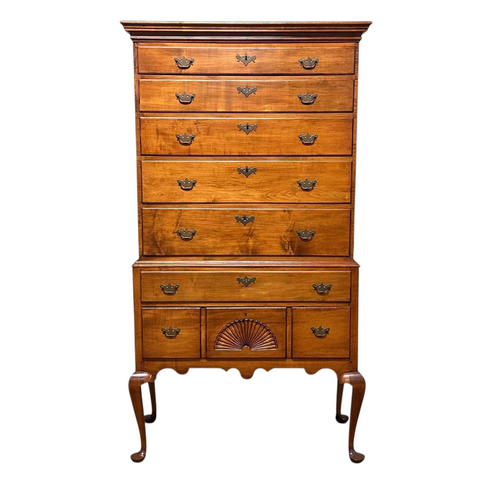 Early American New England Tiger Maple Highboy (1 of 20)
