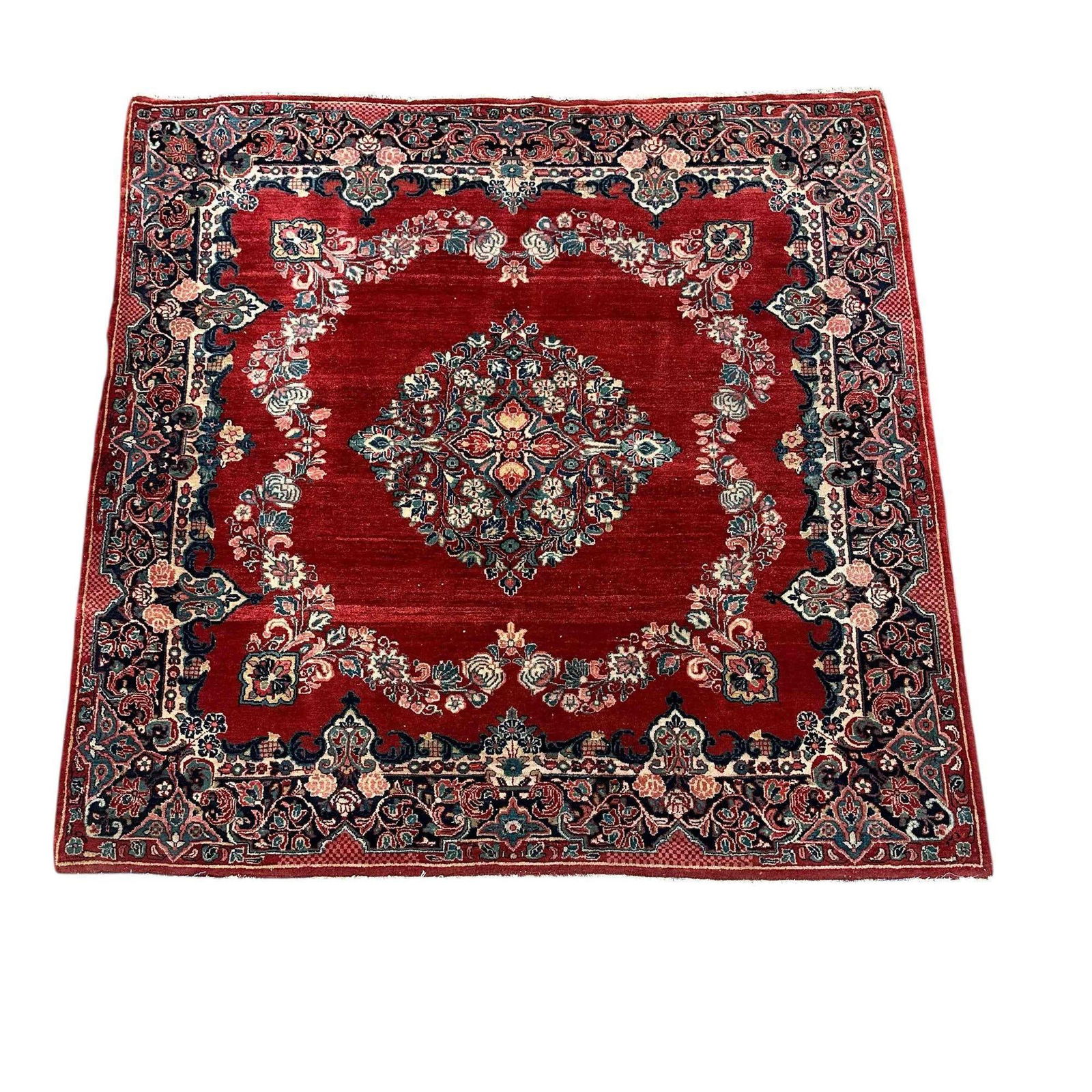 Square Hand Knotted Sarouk Carpet - 5ft x 5ft (1 of 15)