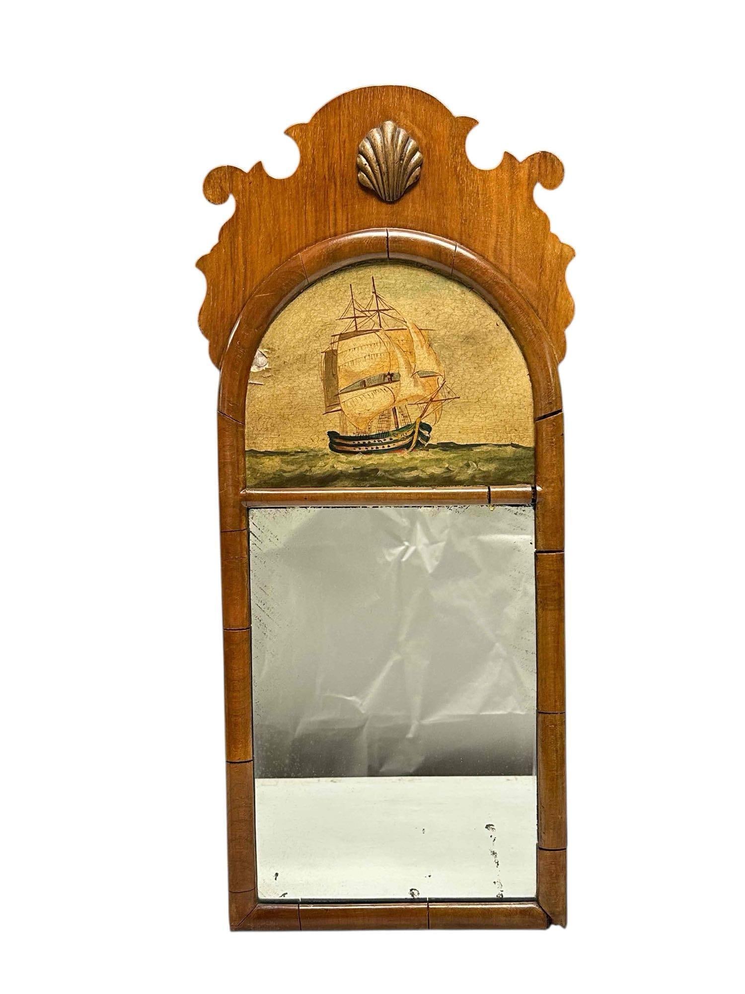 Early American Nautical Clipper Hand Painted Mirror 1830s (1 of 20)