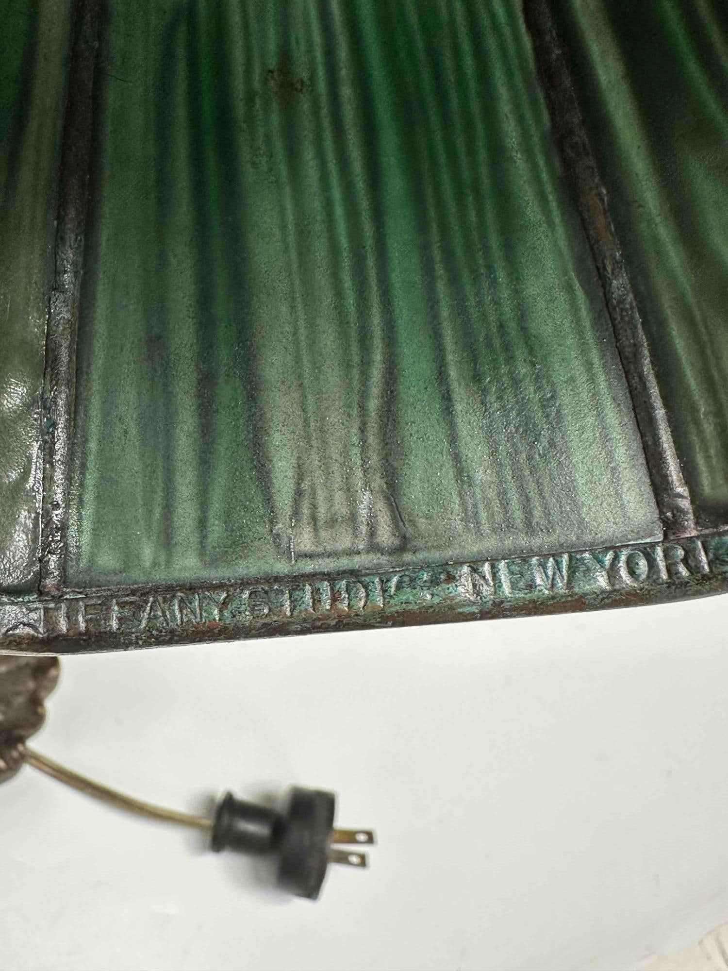 Tiffany Studios Linen Fold Shade on Griffin / Dragon Wall Sconce - 17