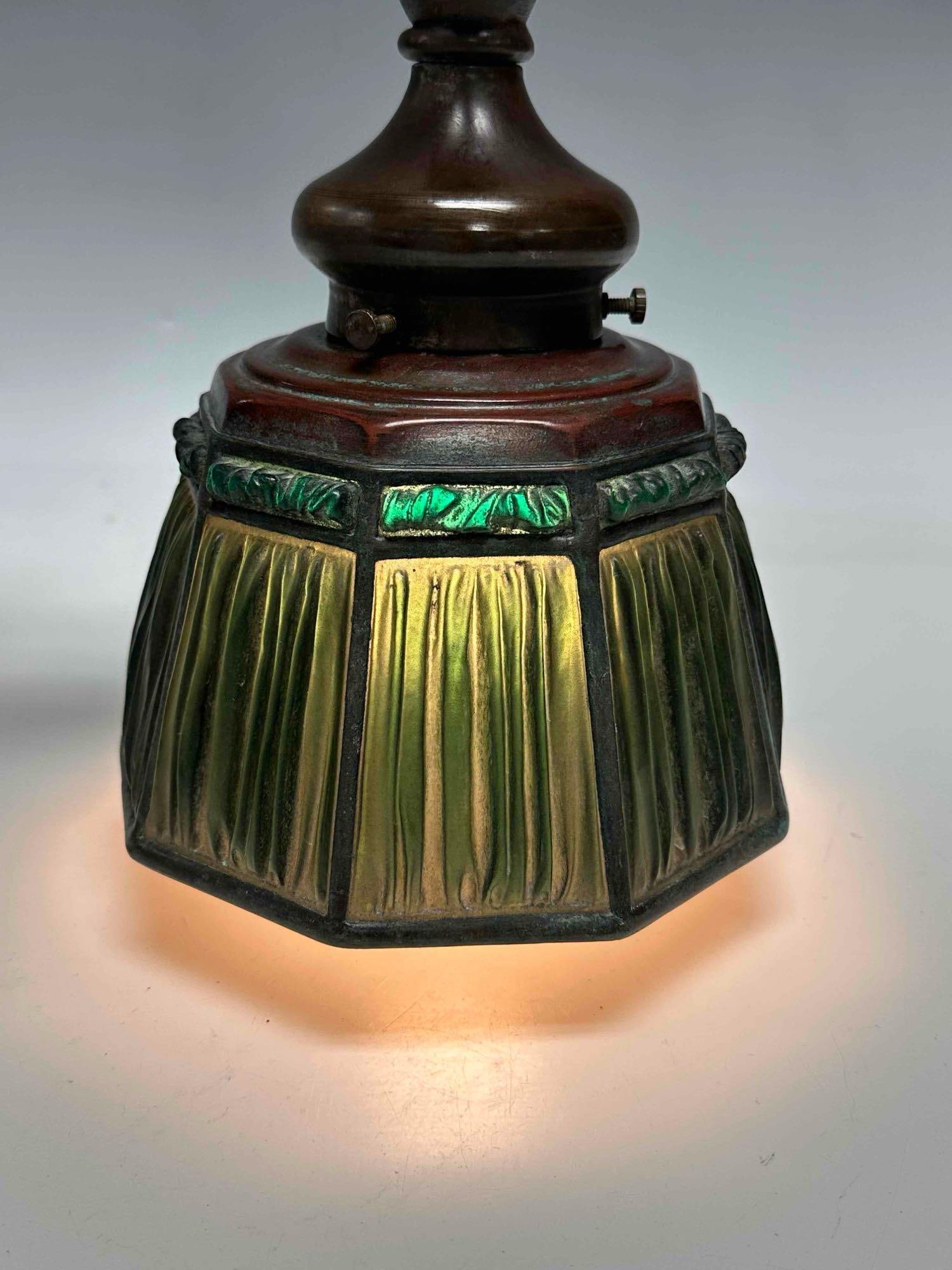 Tiffany Studios Linen Fold Shade on Griffin / Dragon Wall Sconce - 5