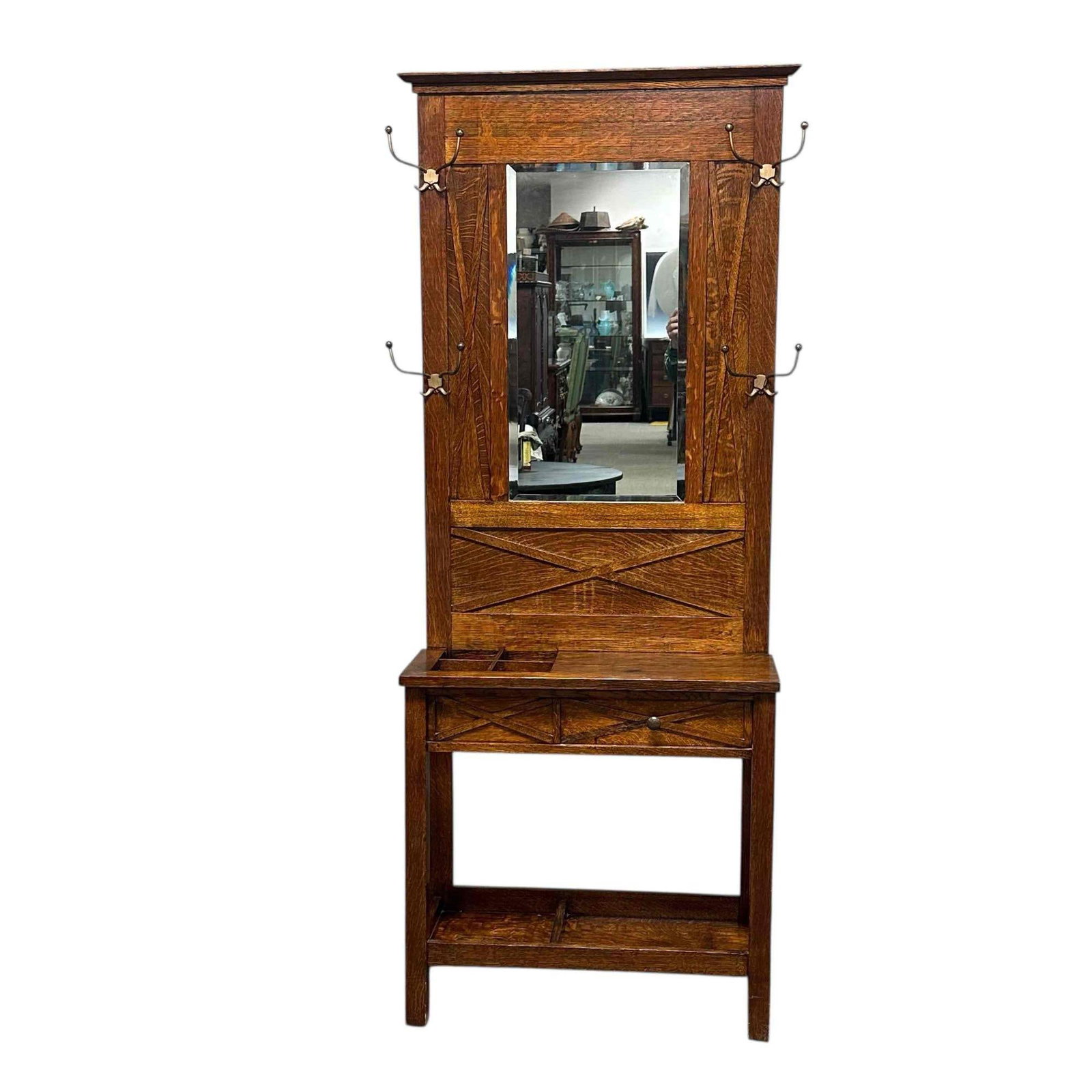 American Oak Arts and Crafts Hall Tree (1 of 17)