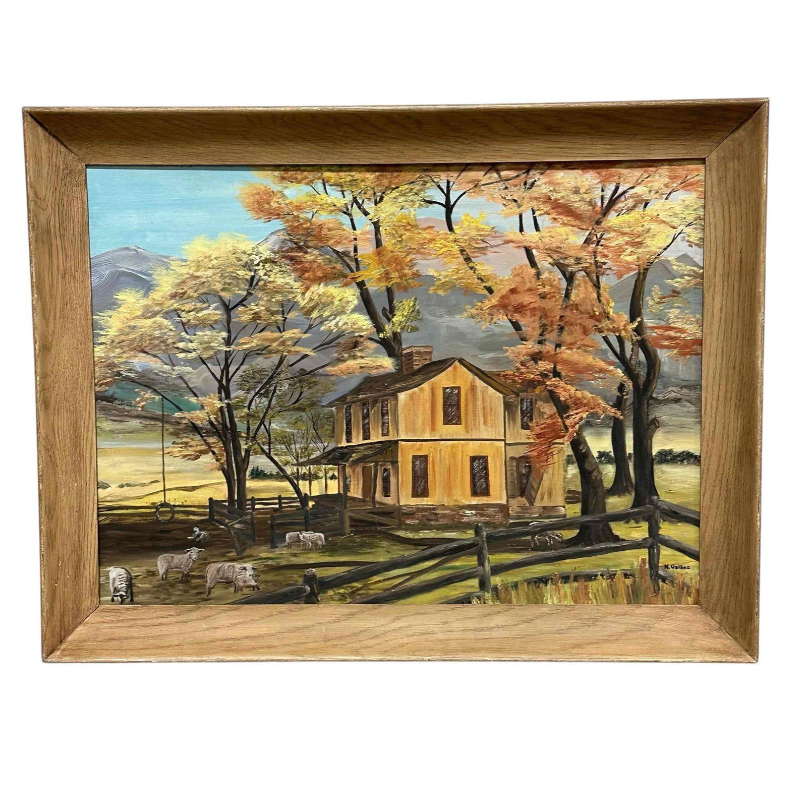 Autumn Country Farm Landscape signed N. Galbos (1 of 12)