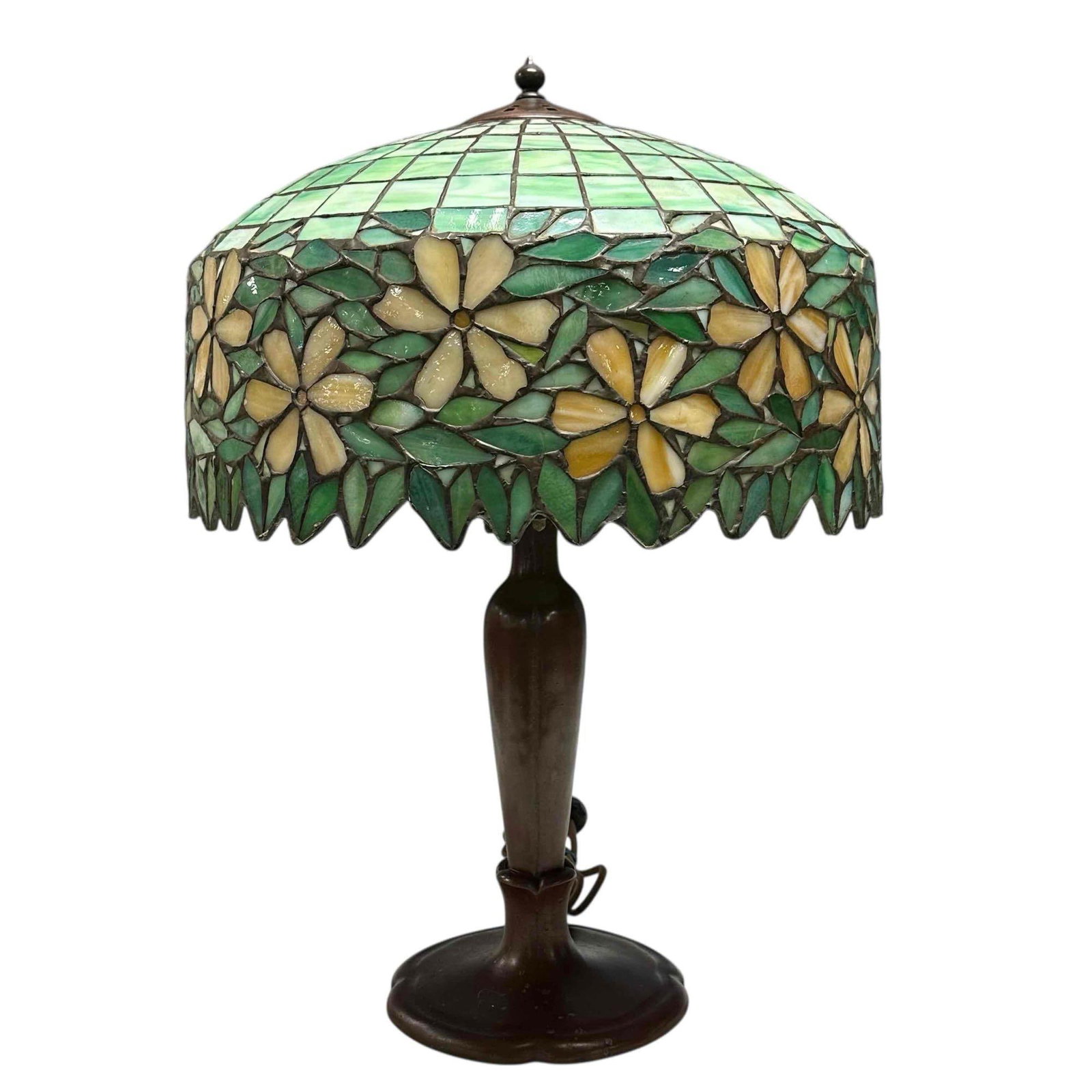 Handel Leaded Glass Table Lamp with Yellow Floral Border (1 of 20)
