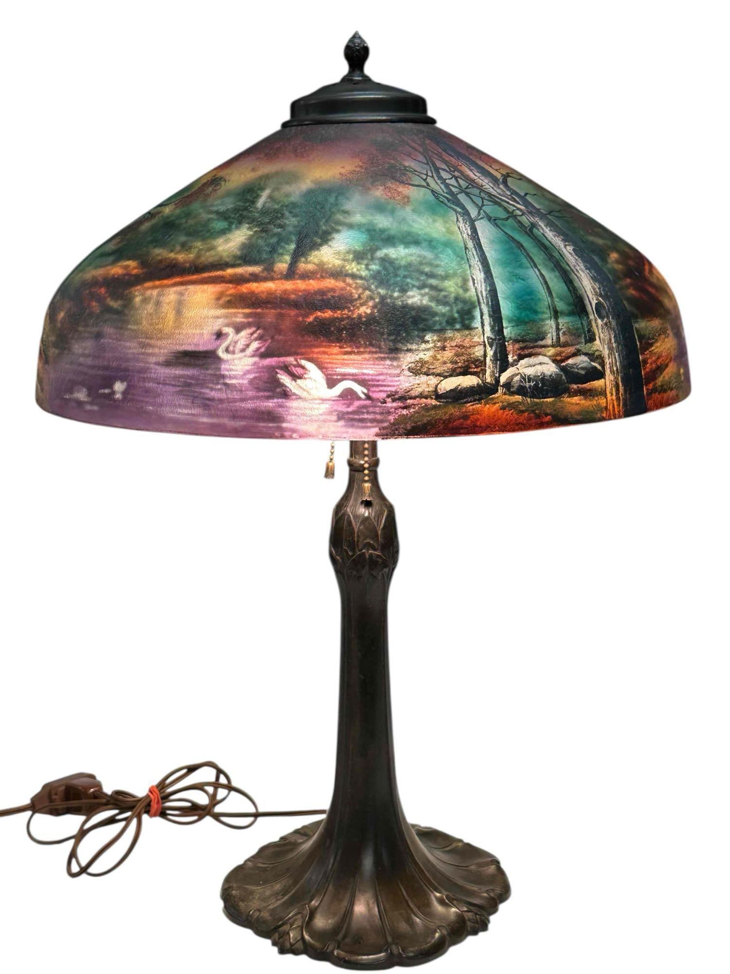 Pittsburgh SWANS Reverse Painted Lamp Landscape (1 of 20)