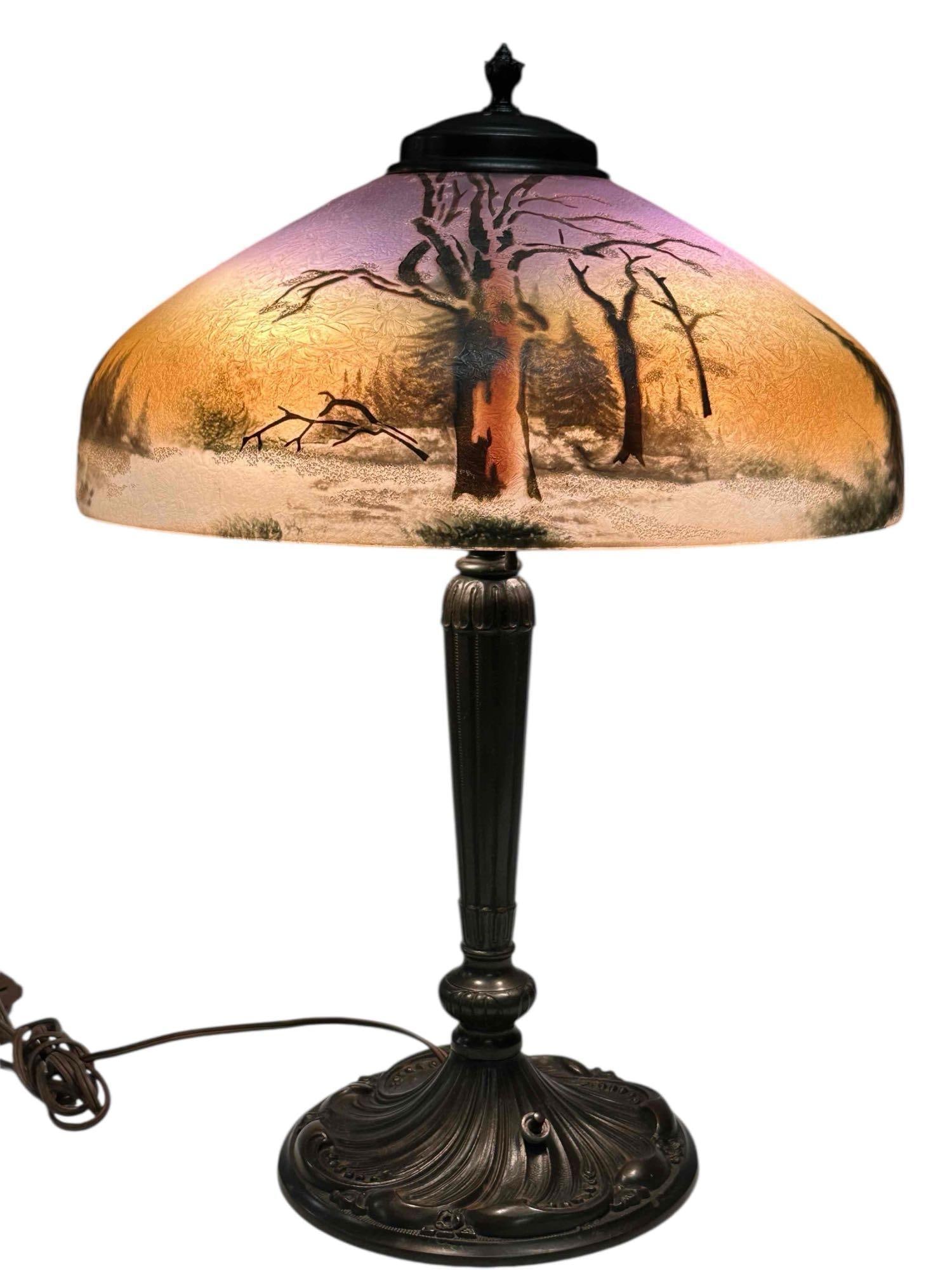 Pittsburgh Reverse Painted Lamp - Winter Scene (1 of 20)