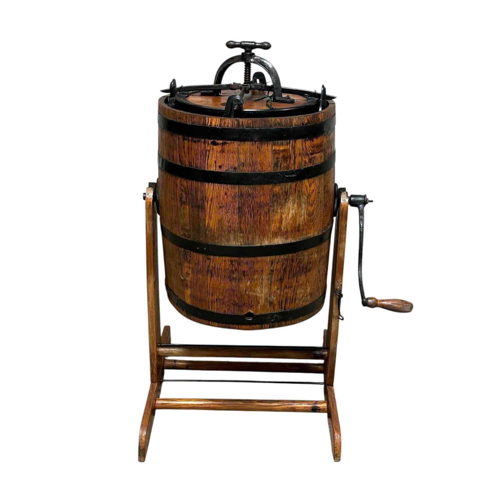 Antique Barrel Butter Churn w/Cast Iron Hardware (1 of 16)