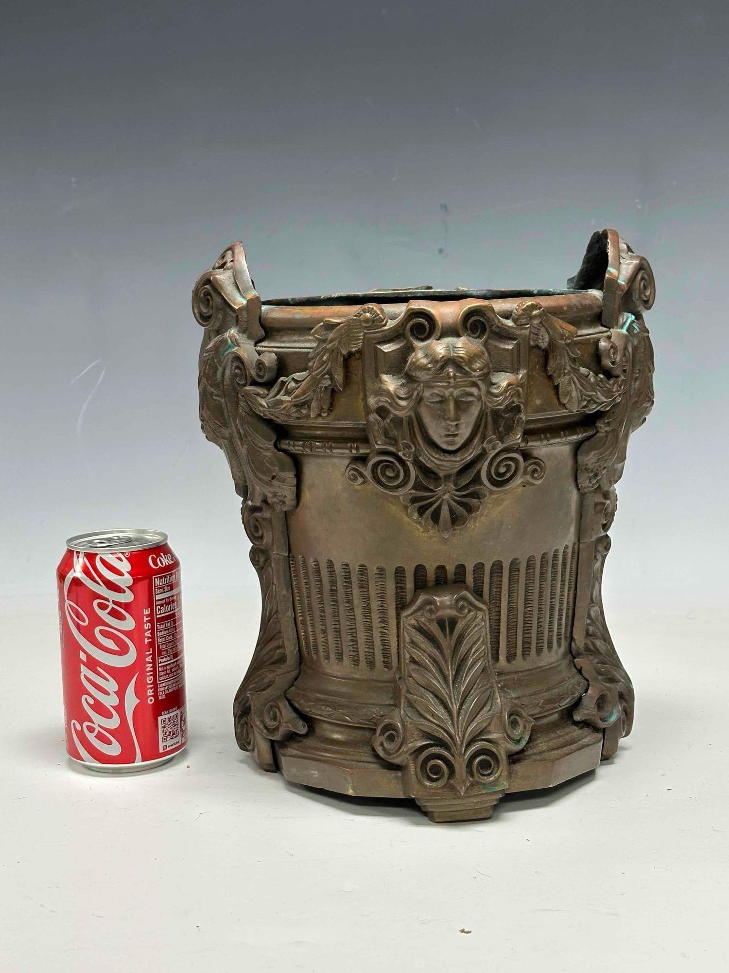 Renaissance Motif Solid Bronze Cache Pot / Planter - 15