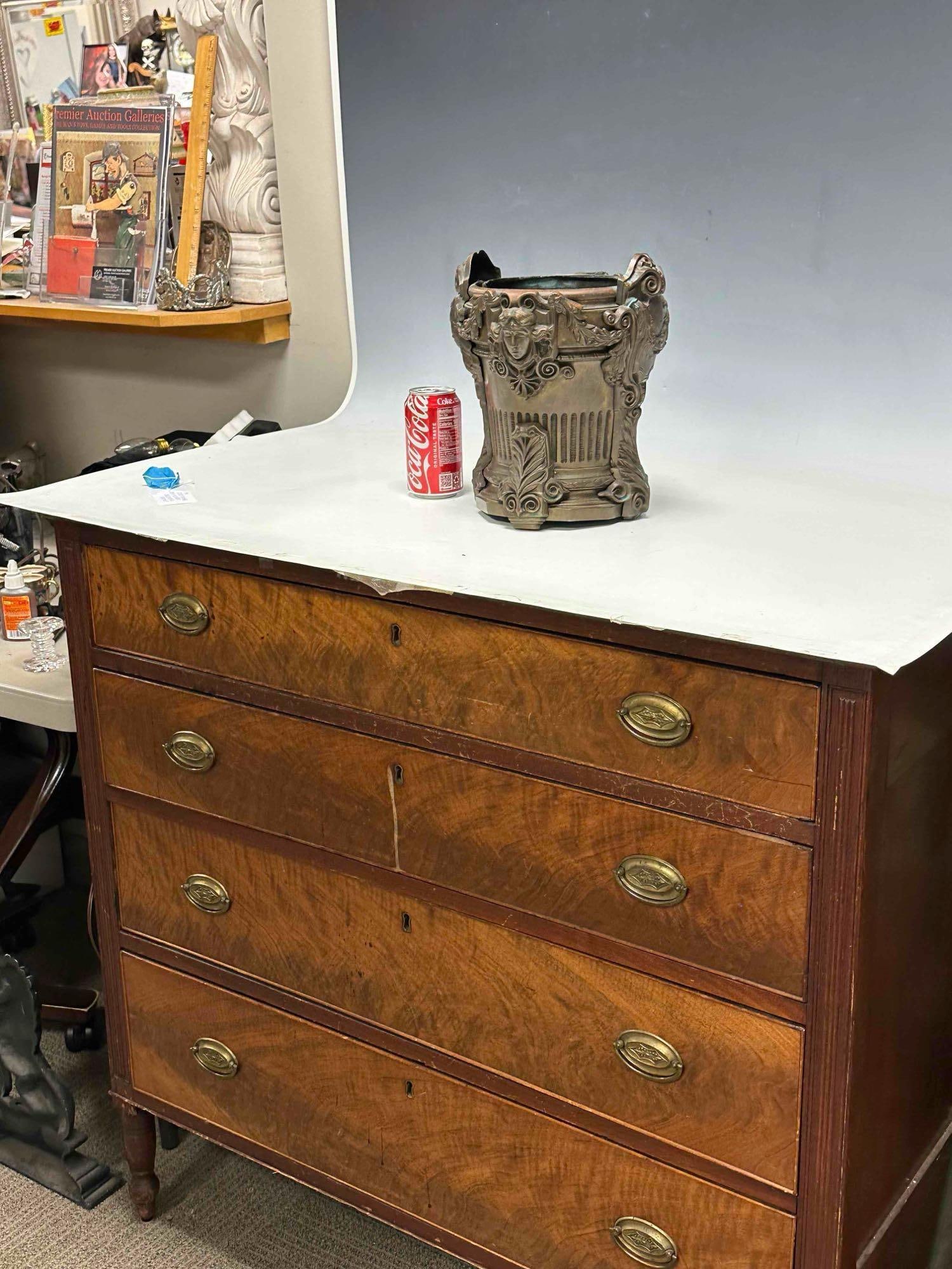 Renaissance Motif Solid Bronze Cache Pot / Planter - 16