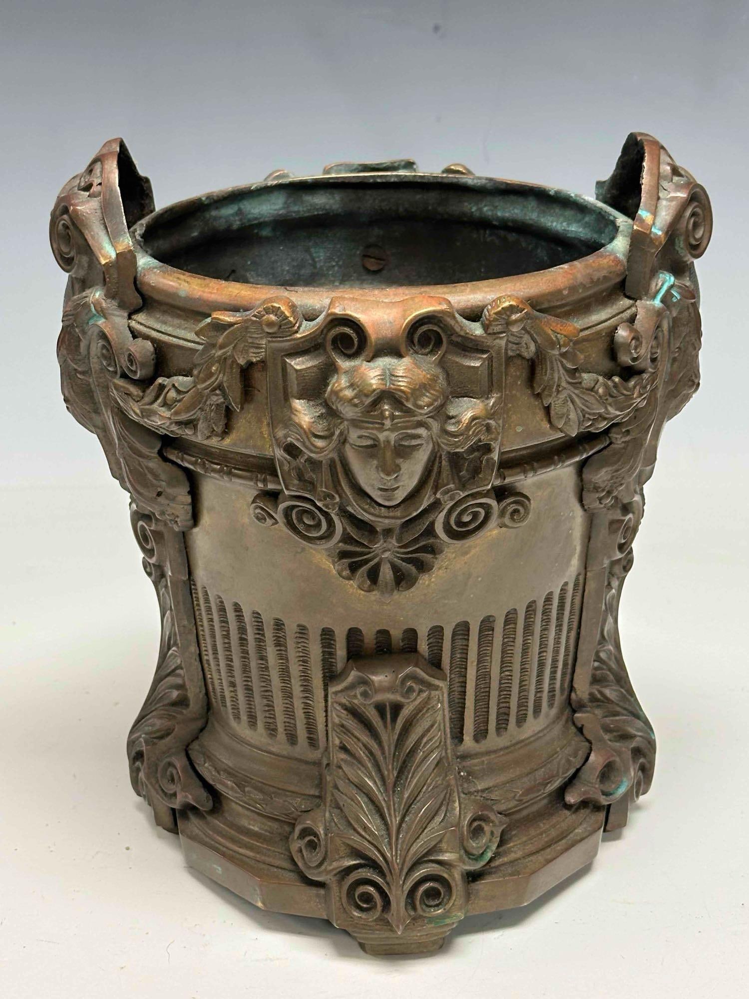 Renaissance Motif Solid Bronze Cache Pot / Planter - 4