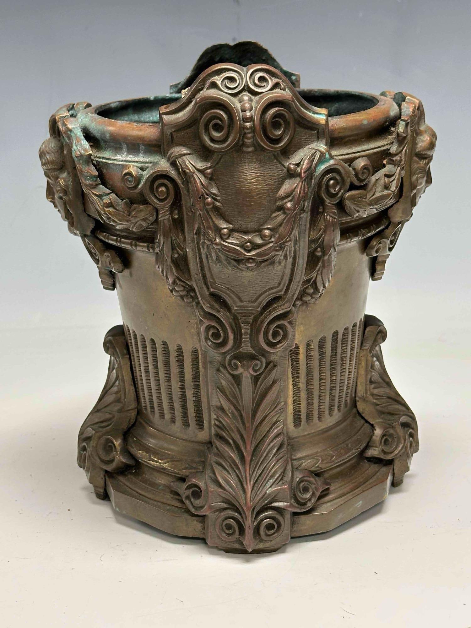 Renaissance Motif Solid Bronze Cache Pot / Planter - 5