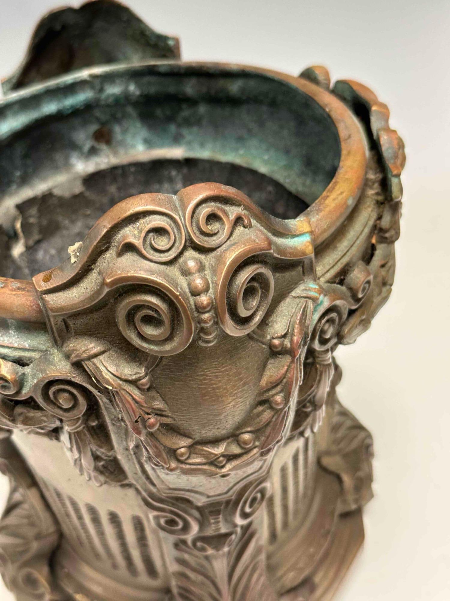Renaissance Motif Solid Bronze Cache Pot / Planter - 6