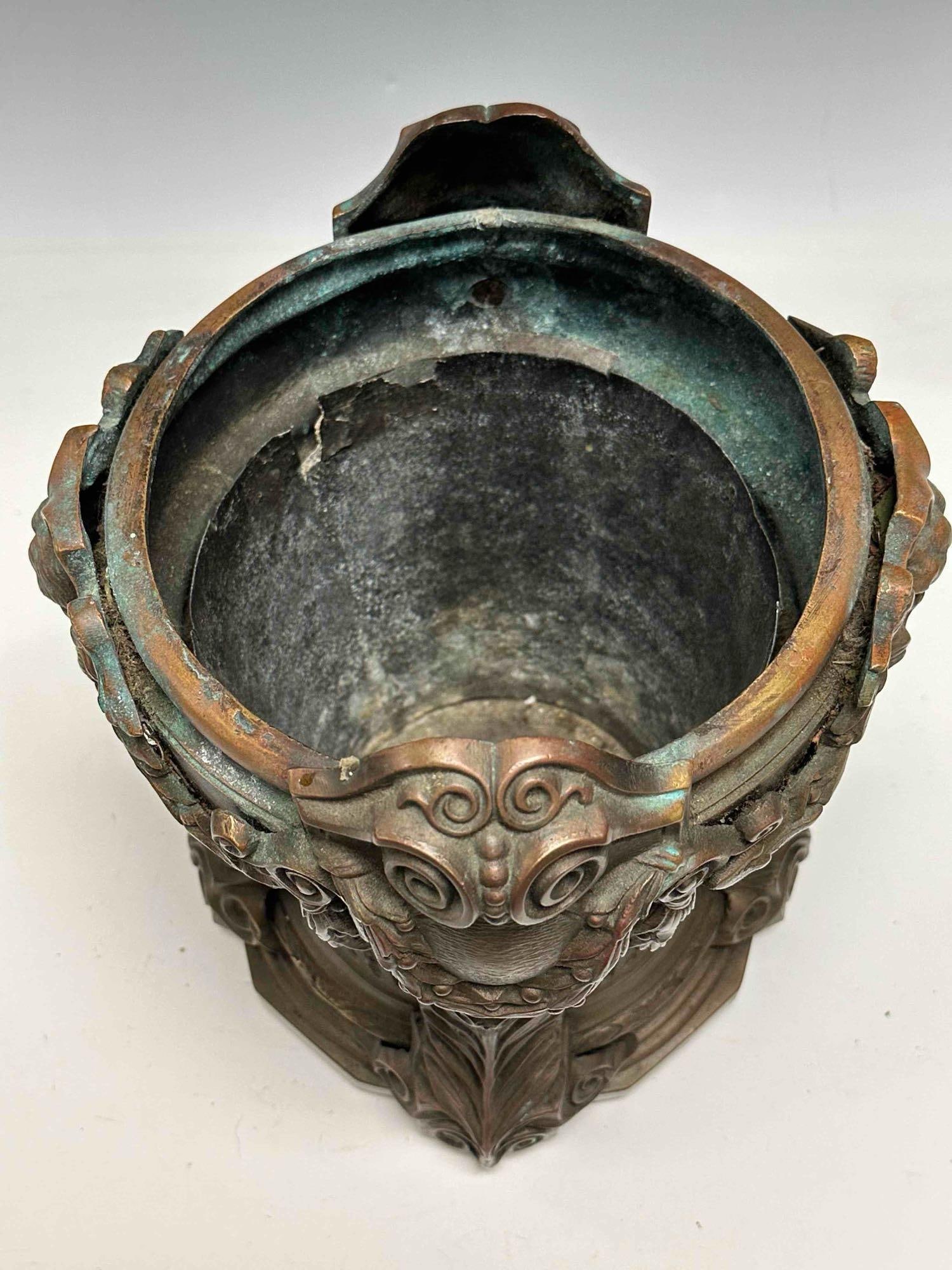 Renaissance Motif Solid Bronze Cache Pot / Planter - 7