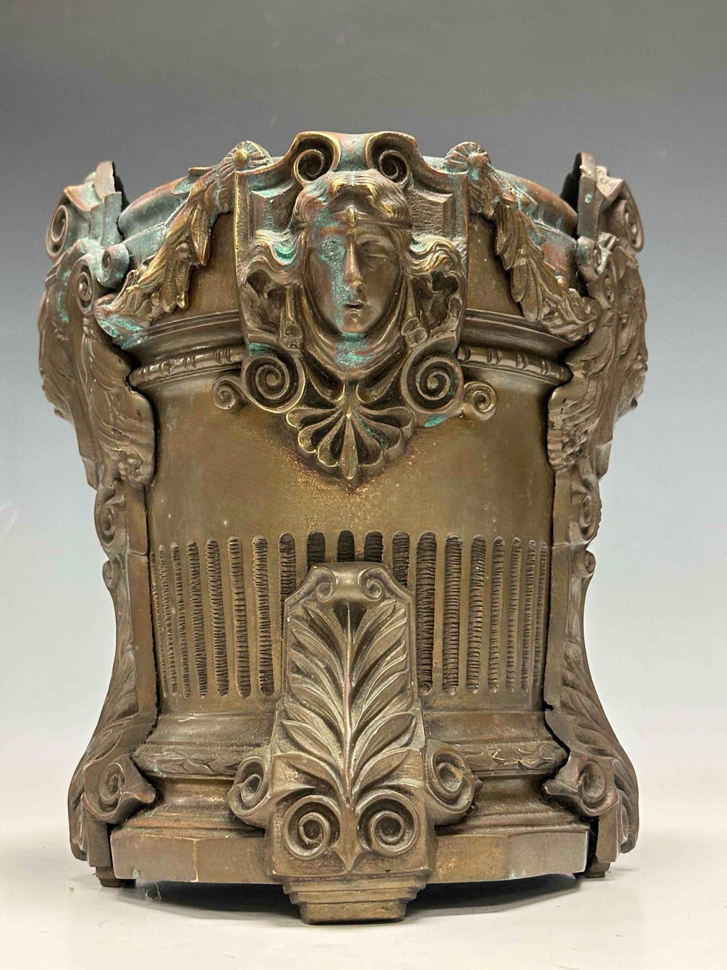 Renaissance Motif Solid Bronze Cache Pot / Planter - 8