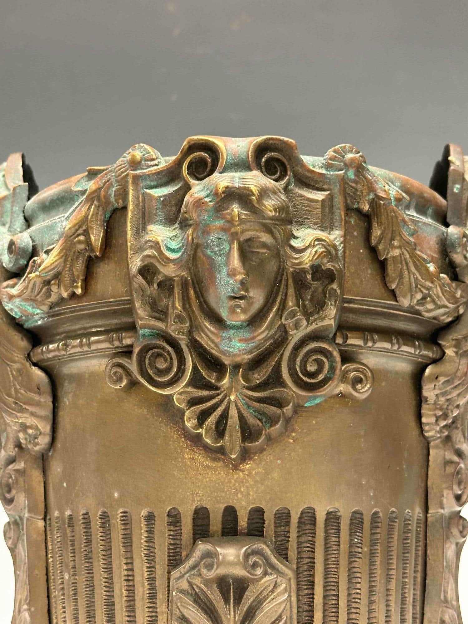 Renaissance Motif Solid Bronze Cache Pot / Planter - 9