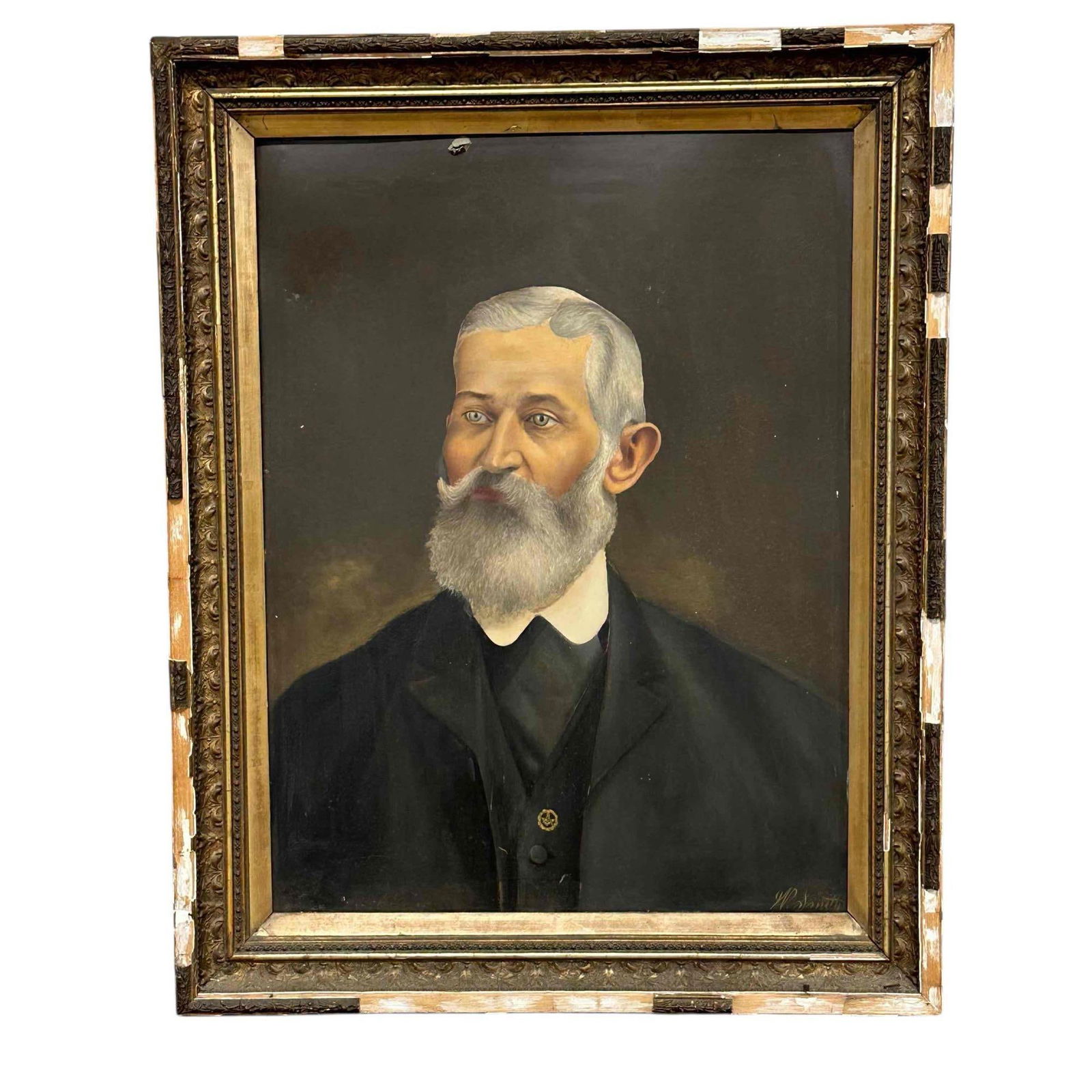19th Century Oil on Artisan Board of Gentleman b W. Smith (1 of 16)