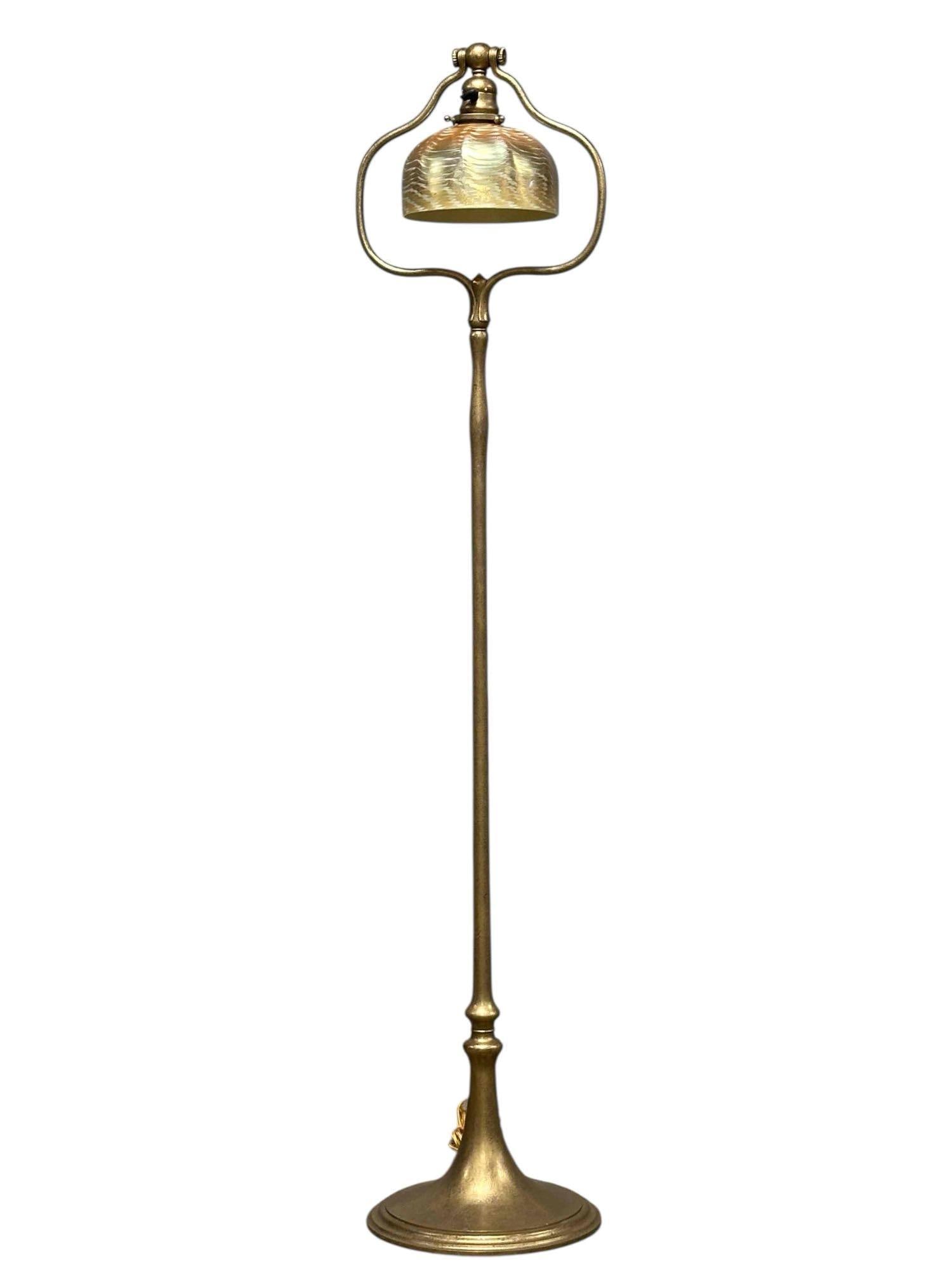 Tiffany Studios Gilt Bronze Harp Floor Lamp (1 of 20)