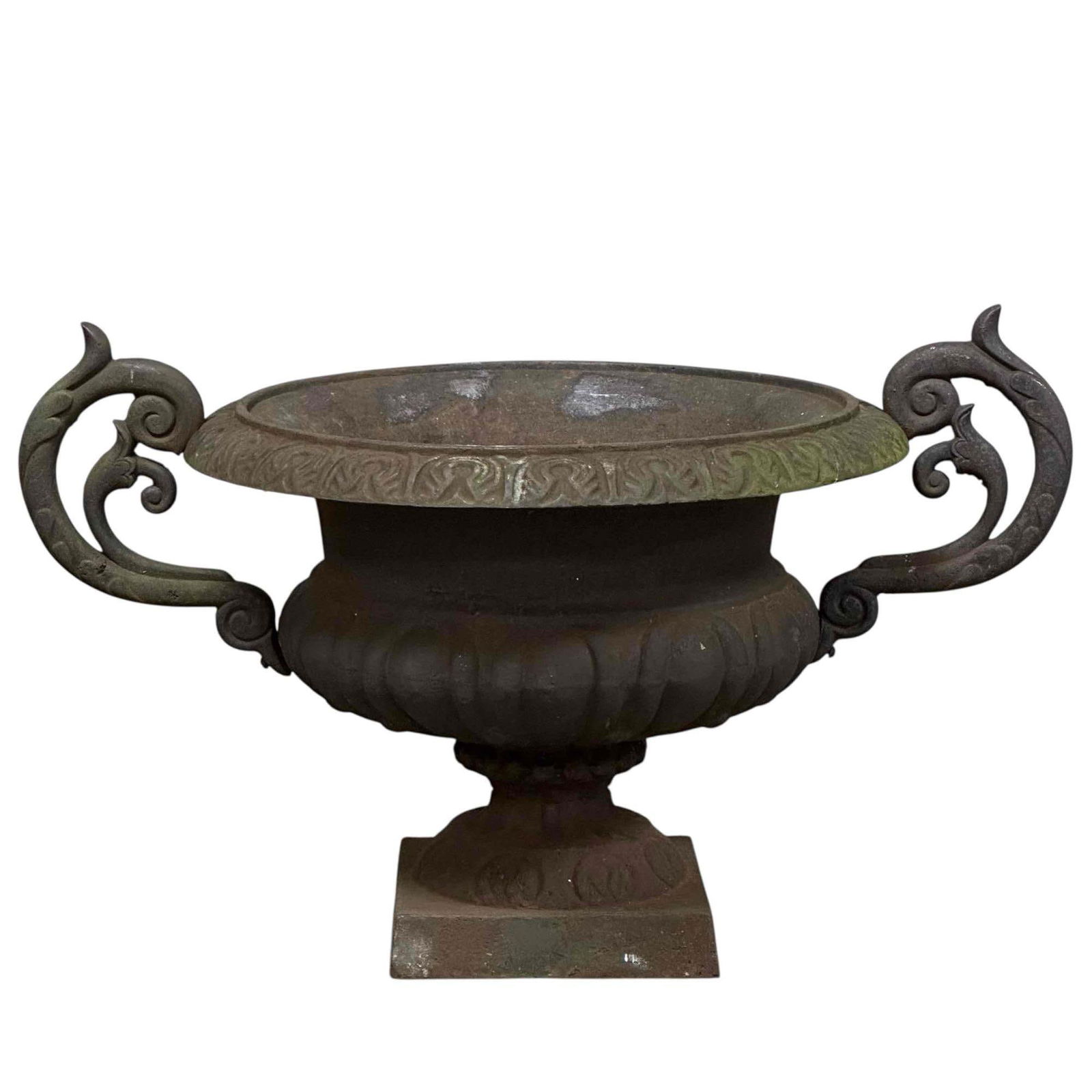 20th c. French Cast Iron Urn-Form Planters w Faint Bronze Patina - 2