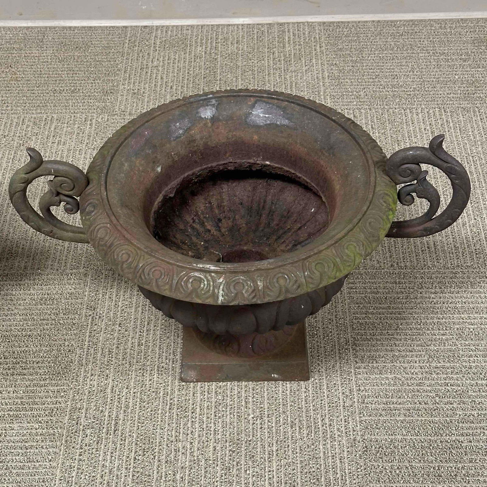 20th c. French Cast Iron Urn-Form Planters w Faint Bronze Patina - 6