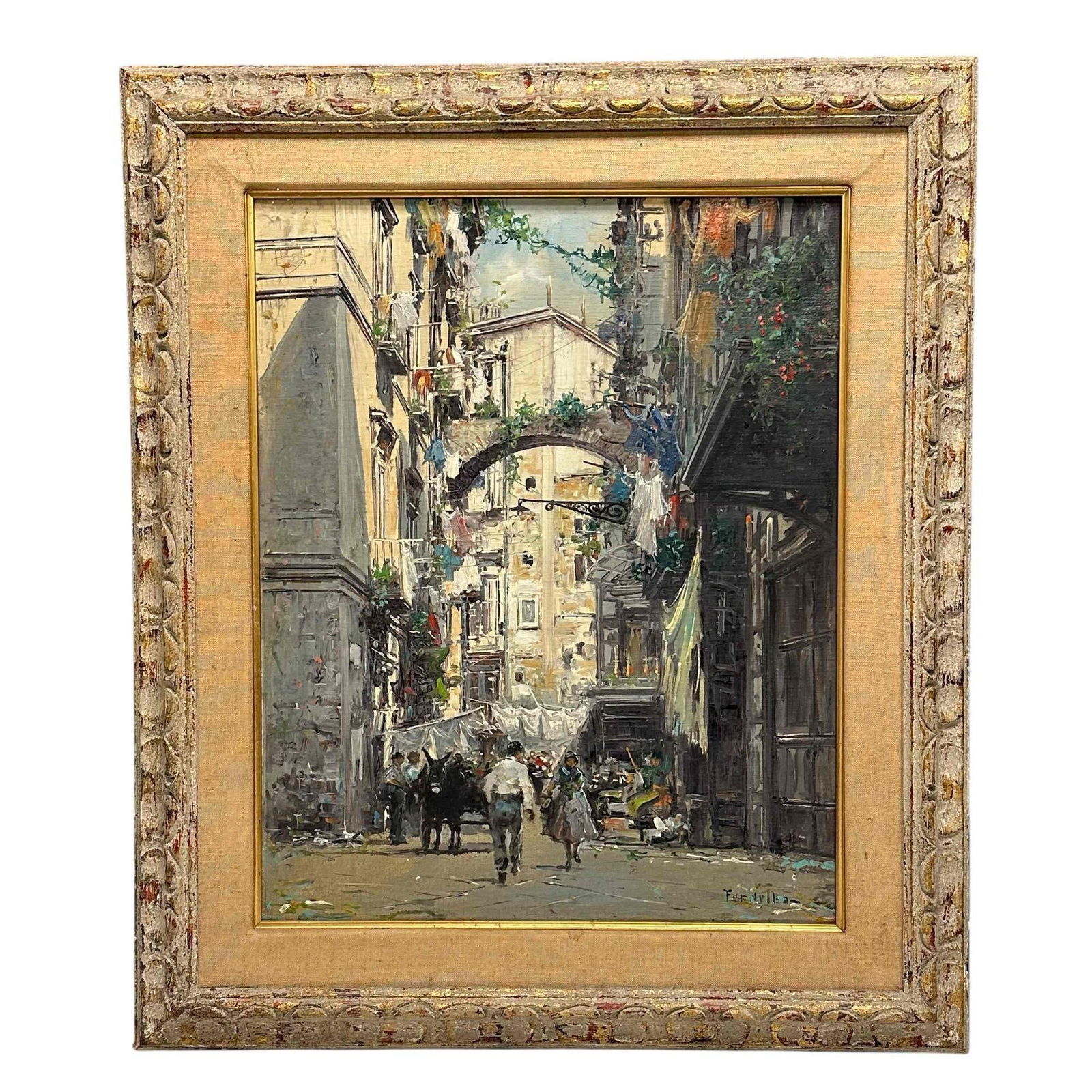 Mario Fredella (Italian 1897-1971) Oil On Canvas Street Scene (1 of 18)