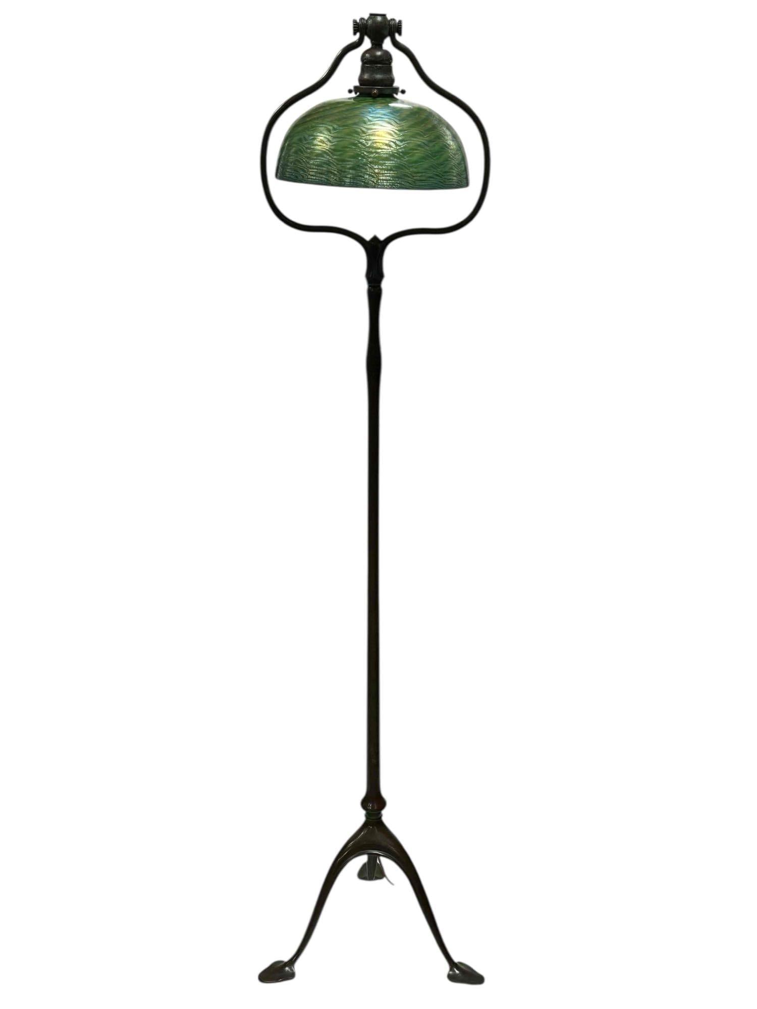 Tiffany Studios "Harp" Floor Lamp with Damascus Shade - 2